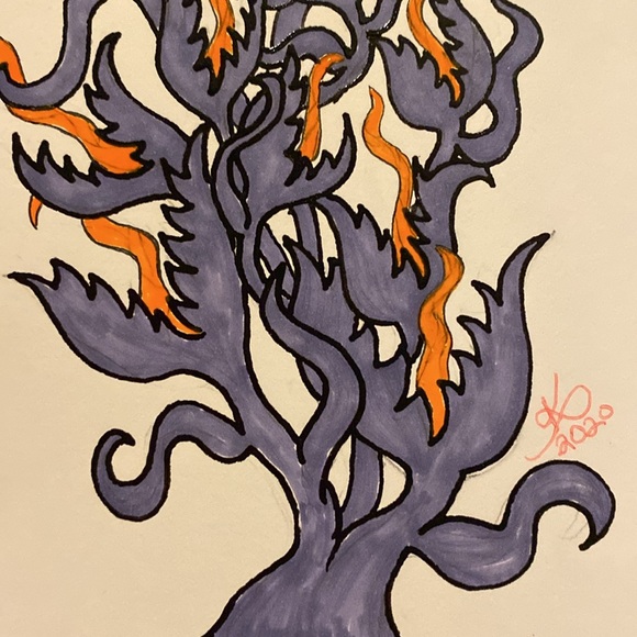 Unframed Original Art Drawing Illustration Fictional Predatory Plant AB Artist - Picture 4 of 4